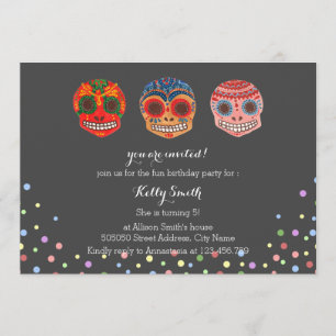 Watercolor Dia de los Muertos Döskallars Inbjudningar