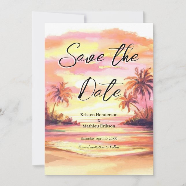 Watercolor Digital Beach Wedding Spara Datumet (Framsida)