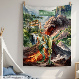 Watercolor Dinosaur Anpassningsbar Boys Birthday G Fleecefilt