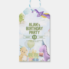 Watercolor Dinosaur Birthday Invites Presentetikett