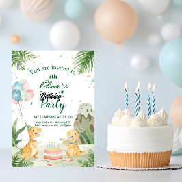 Watercolor Dinosaur Kids Party Birthday  Inbjudningar