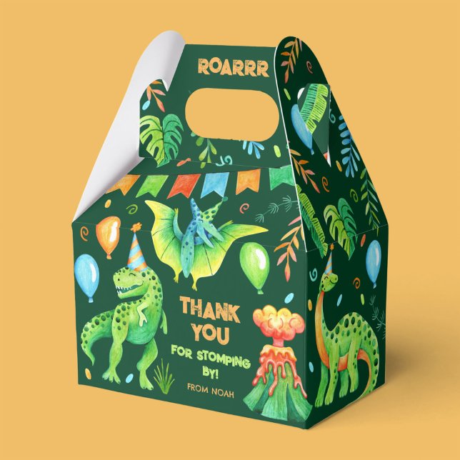 Watercolor Dinosaurs Boy's Birthday Dino Party Presentaskar (Happy Watercolor Dinosaurs Boy's Birthday Favor Boxes)