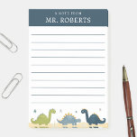 Watercolor Dinosaurs Science Teacher Post-it Block<br><div class="desc">Dinosaur forskarlärare publicerar den med namn-mallen på blå bakgrund. En söt personlig som skriver papperskorgen som är inklädd och har vattenfärgstjärnor,  triceratops,  stegosaurus och brachiosaurus. Den här dinokens klibbiga anteckningsblock skulle ge en tankfull lärarkänslogåva eller roligt back to school-stationär för en dagvårdskarriär,  förskolelärare eller förskolelärare.</div>