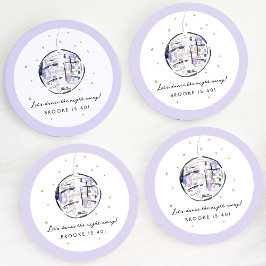 Watercolor Disco Boll Födelsedagsfest Underlägg Papper Rund