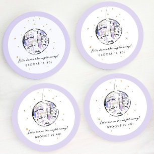 Watercolor Disco Boll Födelsedagsfest Underlägg Papper Rund