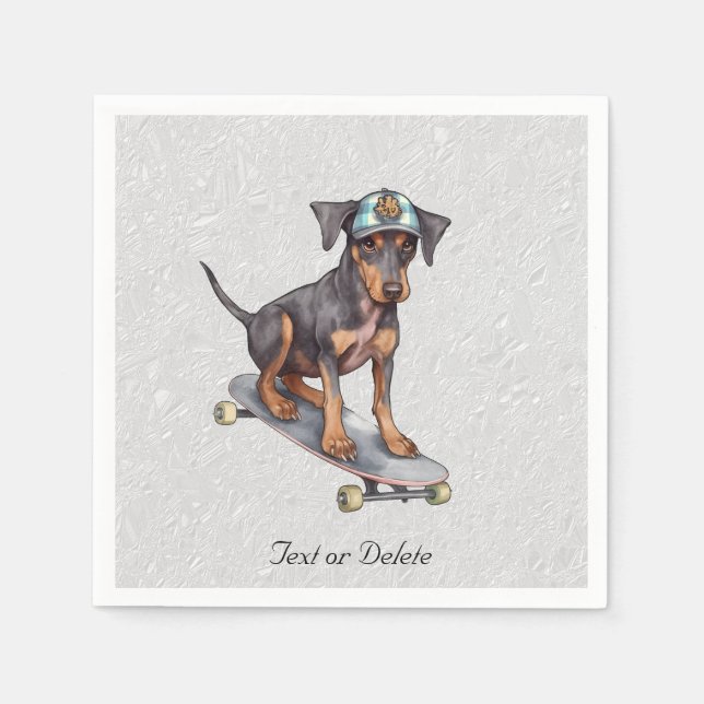 Watercolor Doberman Napkins Pappersservett (Framsidan)