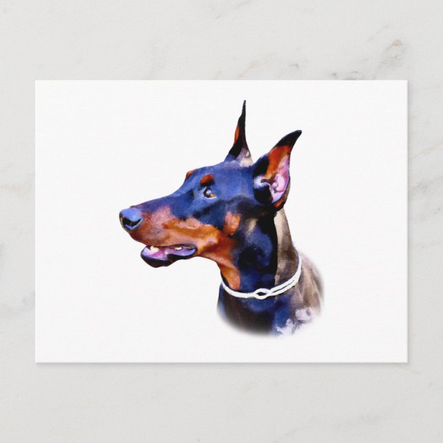 Watercolor Doberman Pinscher Vykort (Framsida)
