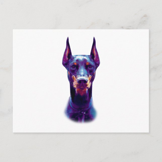 Watercolor Doberman Pinscher Vykort (Framsida)