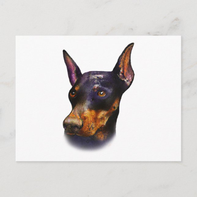 Watercolor Doberman Pinscher Vykort (Framsida)