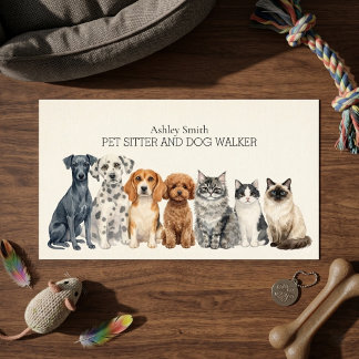 Watercolor Dog Groomer Pet Care Business Card Lojalitetskort