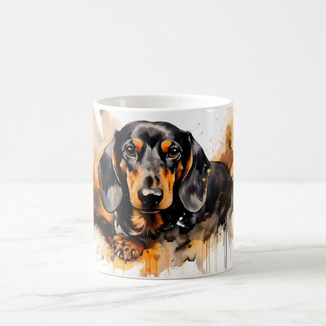 Watercolor Dog Mug Wrap Magisk Mugg (Center)