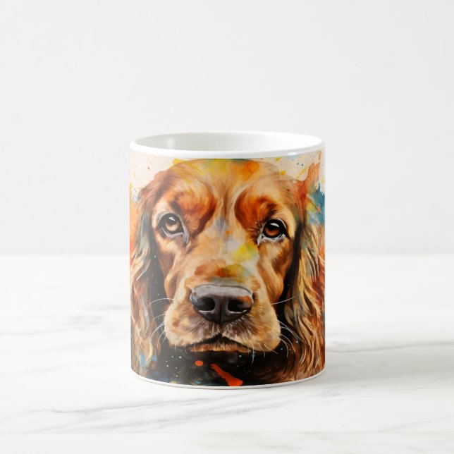 Watercolor Dog Mug Wrap Magisk Mugg (Center)