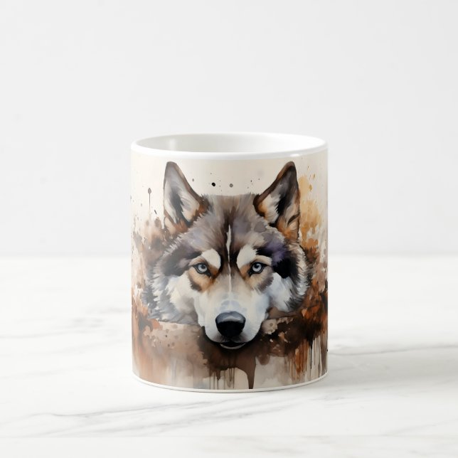 Watercolor Dog Mug Wrap Magisk Mugg (Center)