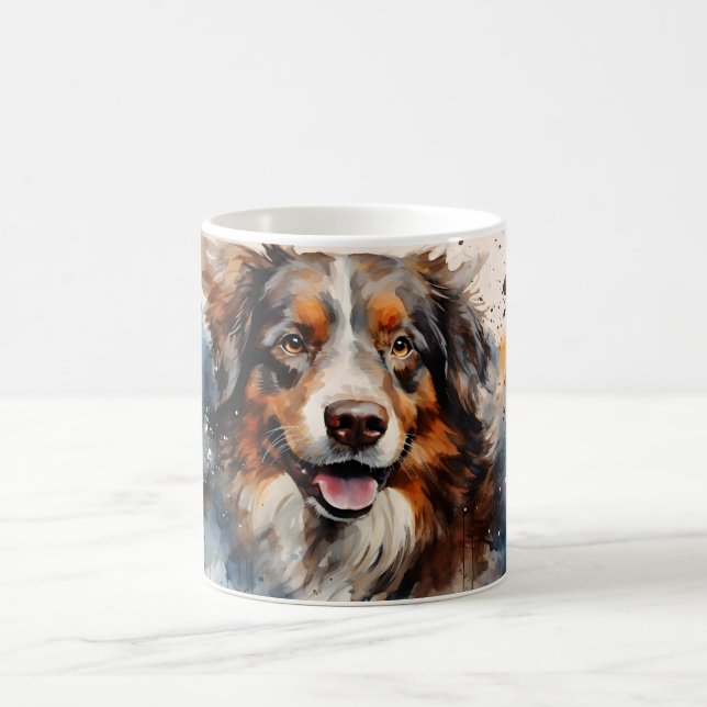 Watercolor Dog Mug Wrap Magisk Mugg (Center)