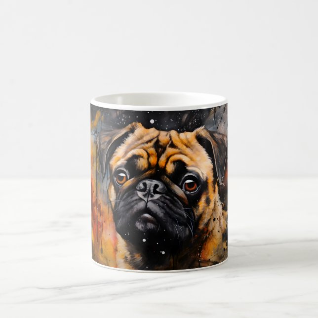 Watercolor Dog Mug Wrap Magisk Mugg (Center)
