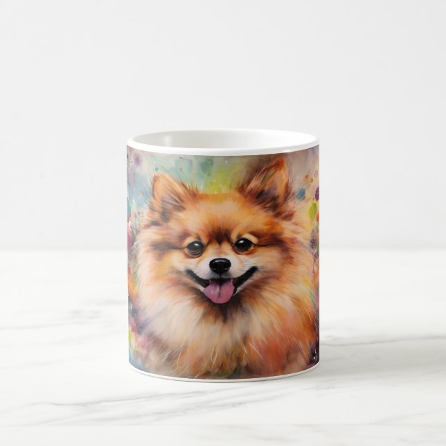 Watercolor Dog Mug Wrap Magisk Mugg (Center)