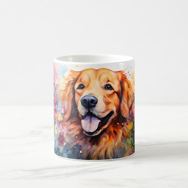 Watercolor Dog Mug Wrap Magisk Mugg (Center)