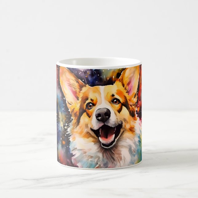 Watercolor Dog Mug Wrap Magisk Mugg (Center)