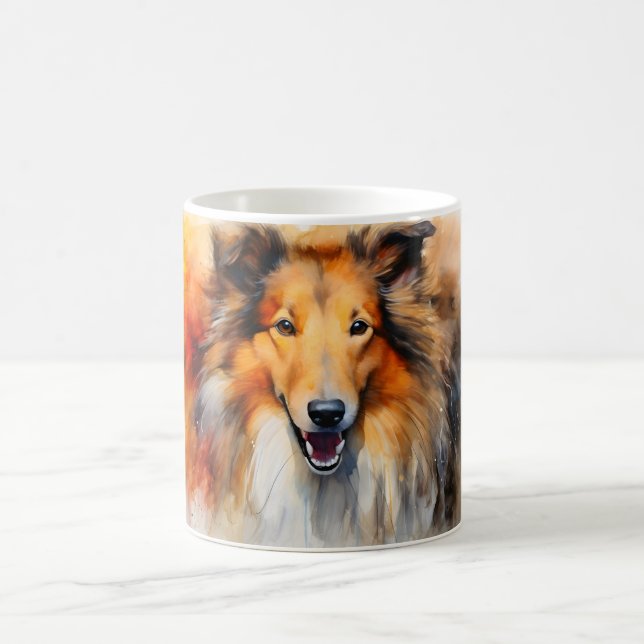 Watercolor Dog Mug Wrap Magisk Mugg (Center)