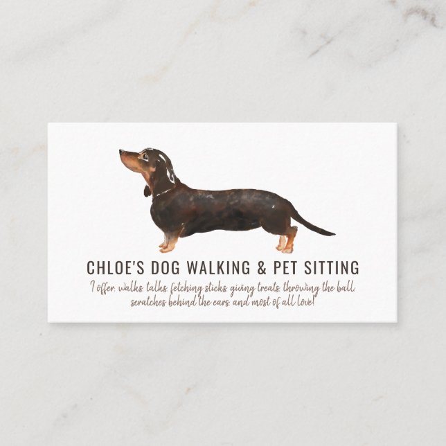 Watercolor Dog Walker Pet Sitter Visitkort (Framsida)
