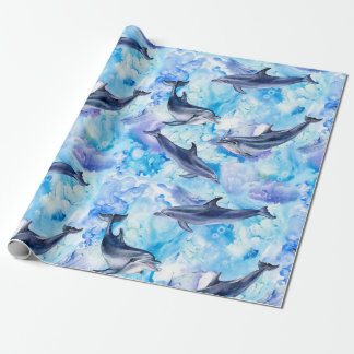 watercolor dolphin fish seamless pattern presentpapper