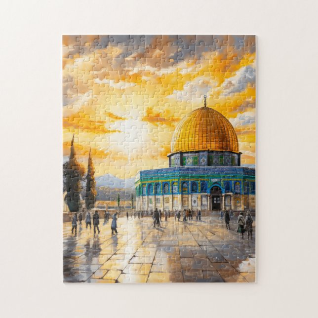 Watercolor Dome of Sten Aqsa Mosque Jerusalem Pussel (Vertikal)