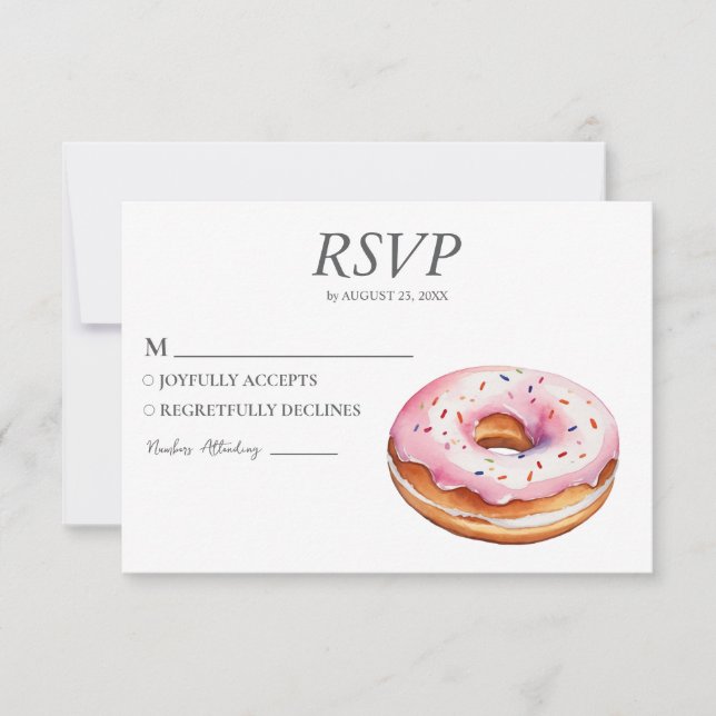 Watercolor Donut OSA kort Bröllop Sweet Doughnut (Framsida)
