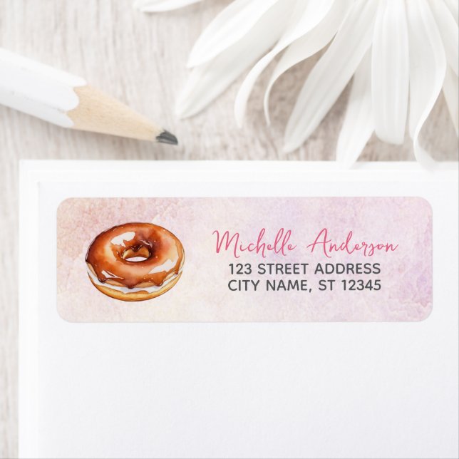 Watercolor Donut Returadress Sweet Doughnut Etikett (Insitu)