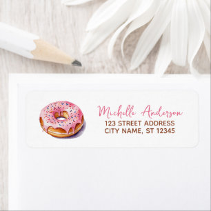 Watercolor Donut Returadress Sweet Doughnut Etikett