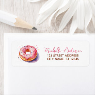 Watercolor Donut Returadress Sweet Doughnut Etikett