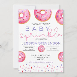 Watercolor Donuts girl Baby Sprinkle Shower Inbjudningar