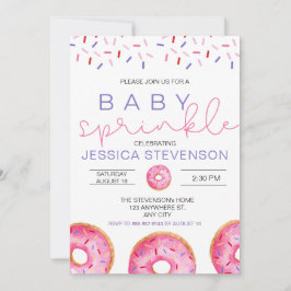 Watercolor Donuts girl Baby Sprinkle Shower Inbjudningar