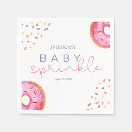 Watercolor Donuts girl Baby Sprinkle Shower Pappersservett