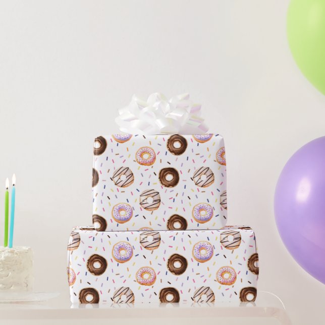 Watercolor Donuts Mönster Presentpapper (Festgåvor)