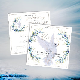 Watercolor Dove & Olive Gren Firande i Life Inbjudningar