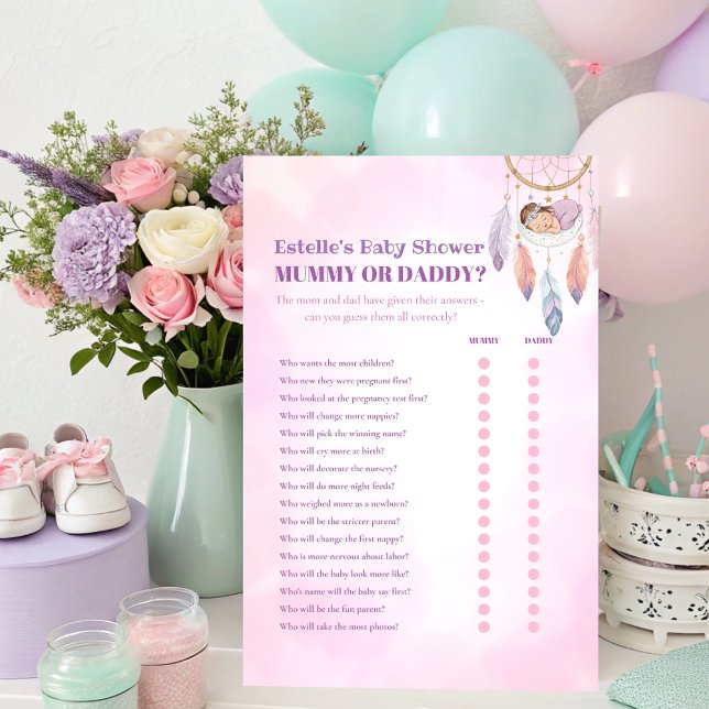 Watercolor Dreaatcher Baby Shower Mamma Pappa Poster (Skapare uppladdad)