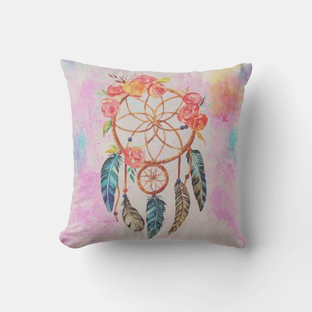 Watercolor Dreamcatcher Pillow Kudde (Framsida)