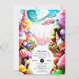 Watercolor Dreamy Candyland Birthday Inbjudningar