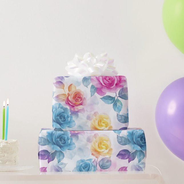 Watercolor - Dreamy Ro Wrapping Papper Roll Presentpapper (Festgåvor)