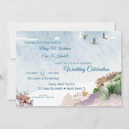 Watercolor Driftwood Boho Beach Wedding Inbjudningar