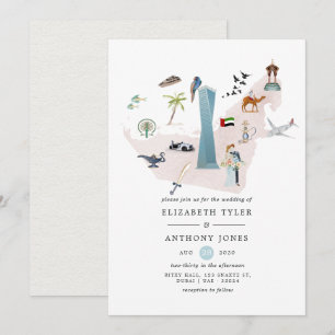 Watercolor Dubai UAE Destination Wedding Inbjudningar