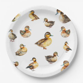 Watercolor Duck Patterned Paper Plate