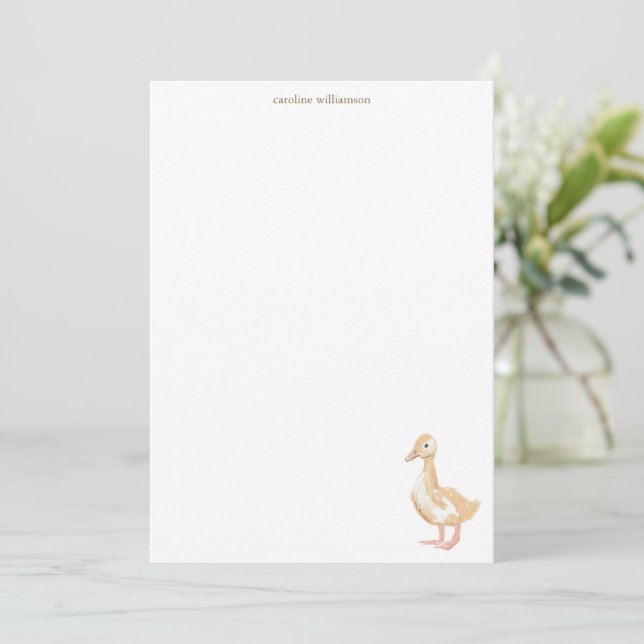 Watercolor Duckling Duck Personalized Stationery Anteckningskort (Stående Fram)