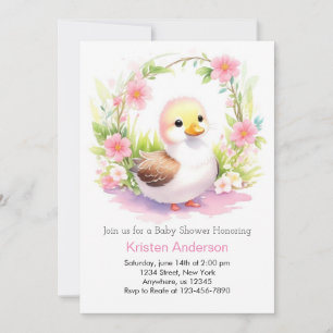 Watercolor Duckling WildblomGirl Baby Shower Inbjudningar