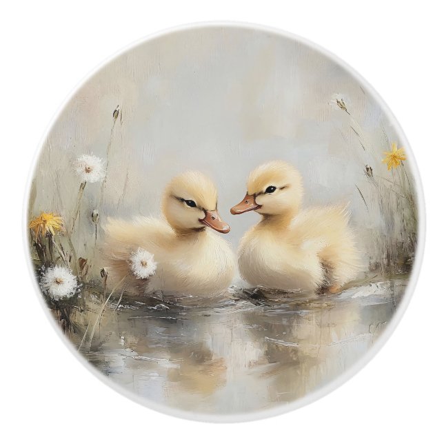 Watercolor Ducklings Dandelion Flowers Knopp (Framsidan)