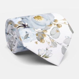 Watercolor Dusty Blue Peonies Ro Neck Tie Slips