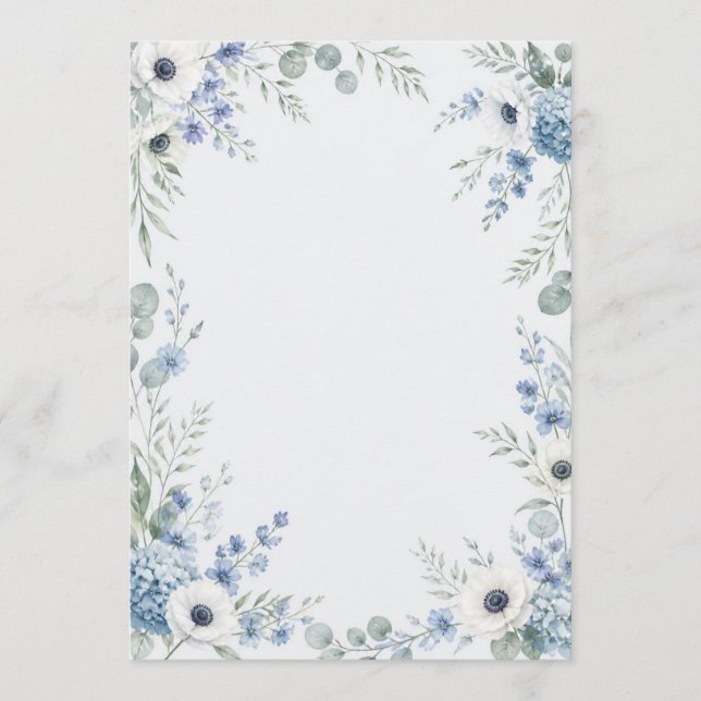 Watercolor Dusty Blue Wedding Program (Framsida)