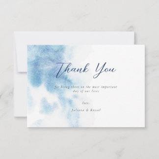 Watercolor Dusty Blue Wedding Thank You Card Tack Kort