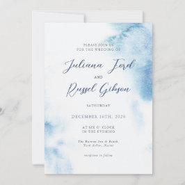 Watercolor Dusty Blue Winter Wedding Invitation Inbjudningar