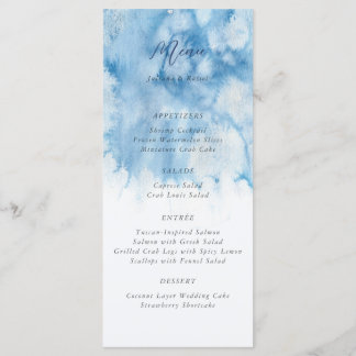 Watercolor Dusty Blue Winter Wedding Menu Meny